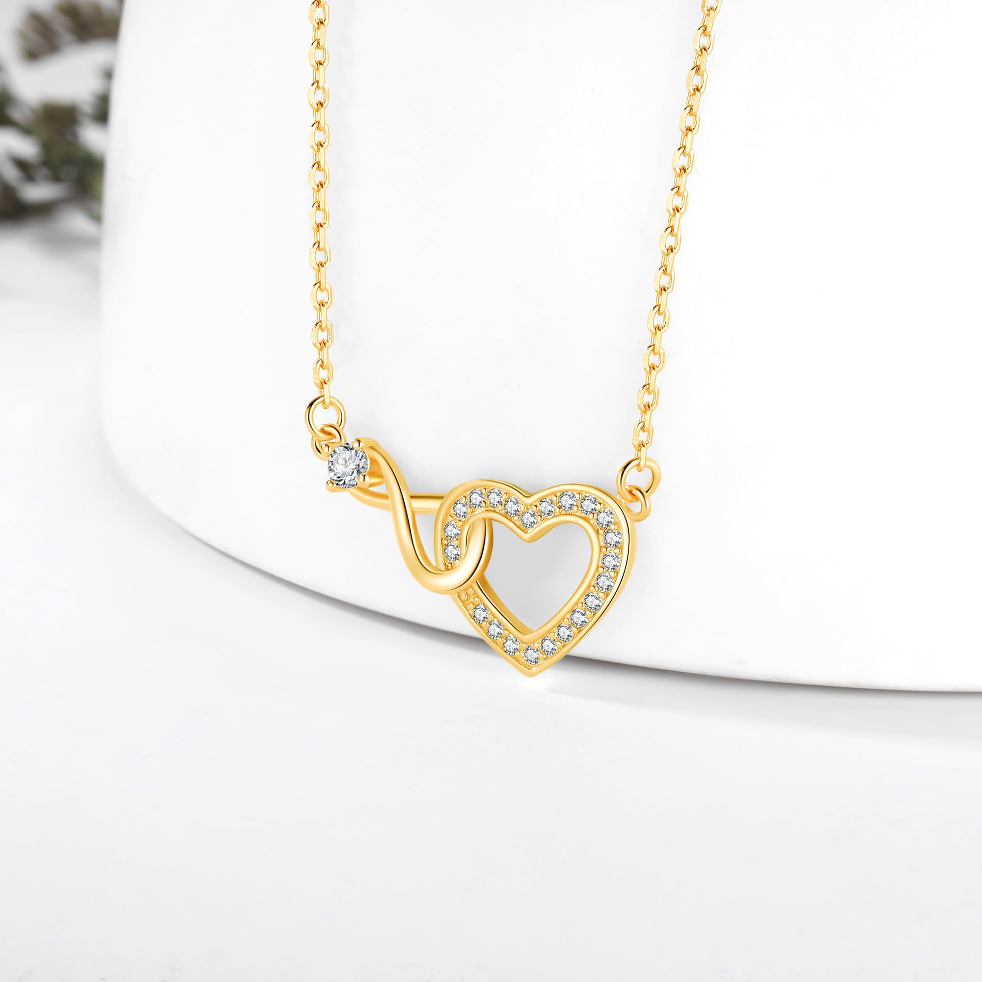 Jrêveinfini Infinito Corazón Collar Mujer Niña Plata de Ley 925, Regalo Cumpleaños Aniversario día de San Valentín con Caja de Regalo, Ajustable 40+5cm