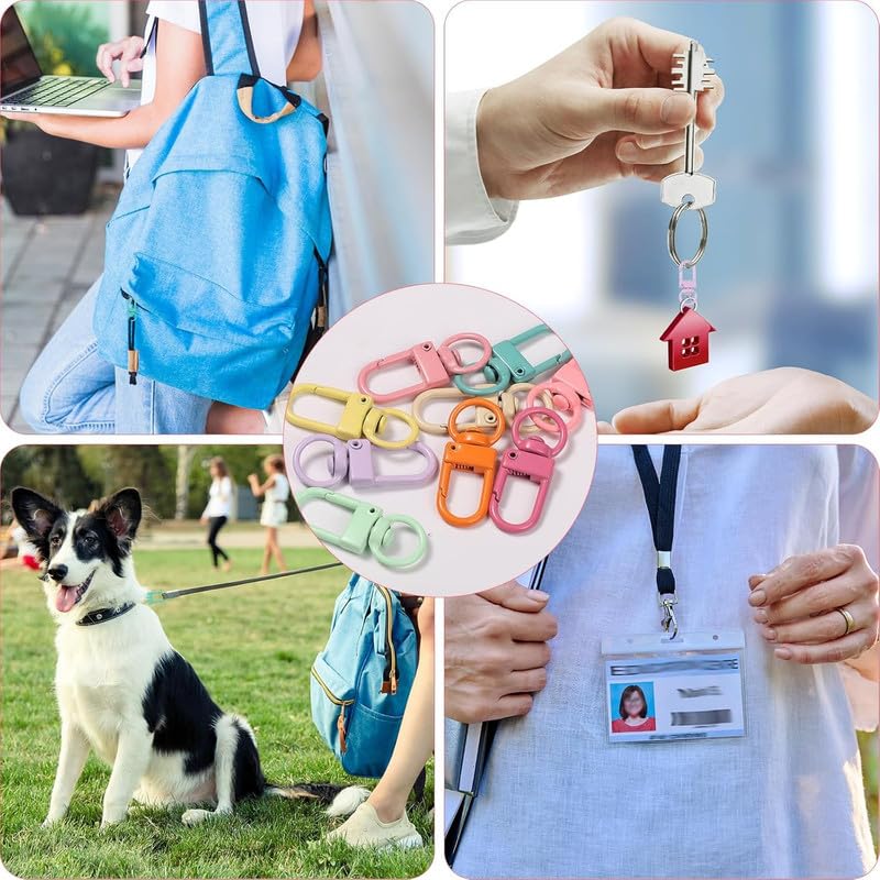 Image of Lobster Claw Clasps Colorful Keychain Clasp Metal Lanyard Clips Swivel Clasp Hooks Keychain Hardware Accessories for Bag Jewelry Making - Mix Colour