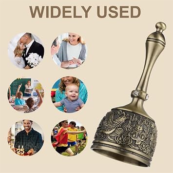 Hand Call Bell Reception Service Dinner Bells Super Loud Jingle Metal Tea Handbells for Home School Wedding Restaurants Counter Seniors Bedside