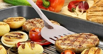 Zulay Kitchen Stainless Steel Spatula - 14.8 Heat-Resistant Metal Slotted Turner for Cooking, Frying & Grilling - Durable, Rust-Proof & Dishwasher Safe Kitchen Utensil for Everyday Use