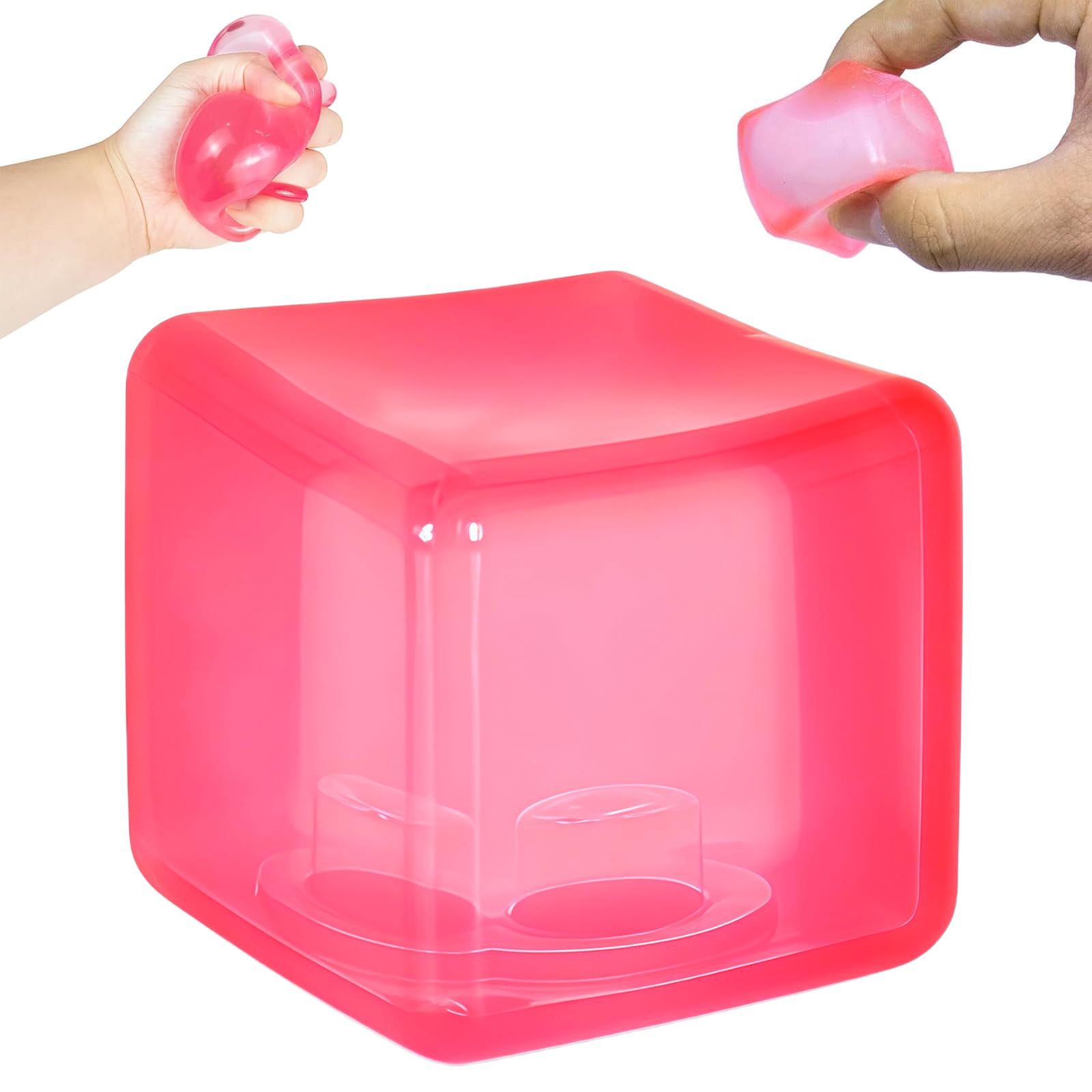 Squishy Cubes Squeeze Toys Cube – 5cm Squishy Cubes Squeeze Toys, Ice Cube Fidget Toy, Sensory Fidget Toys, Stress Cube for Anxiety Relief for Kids & Adults, Pink (new 2)