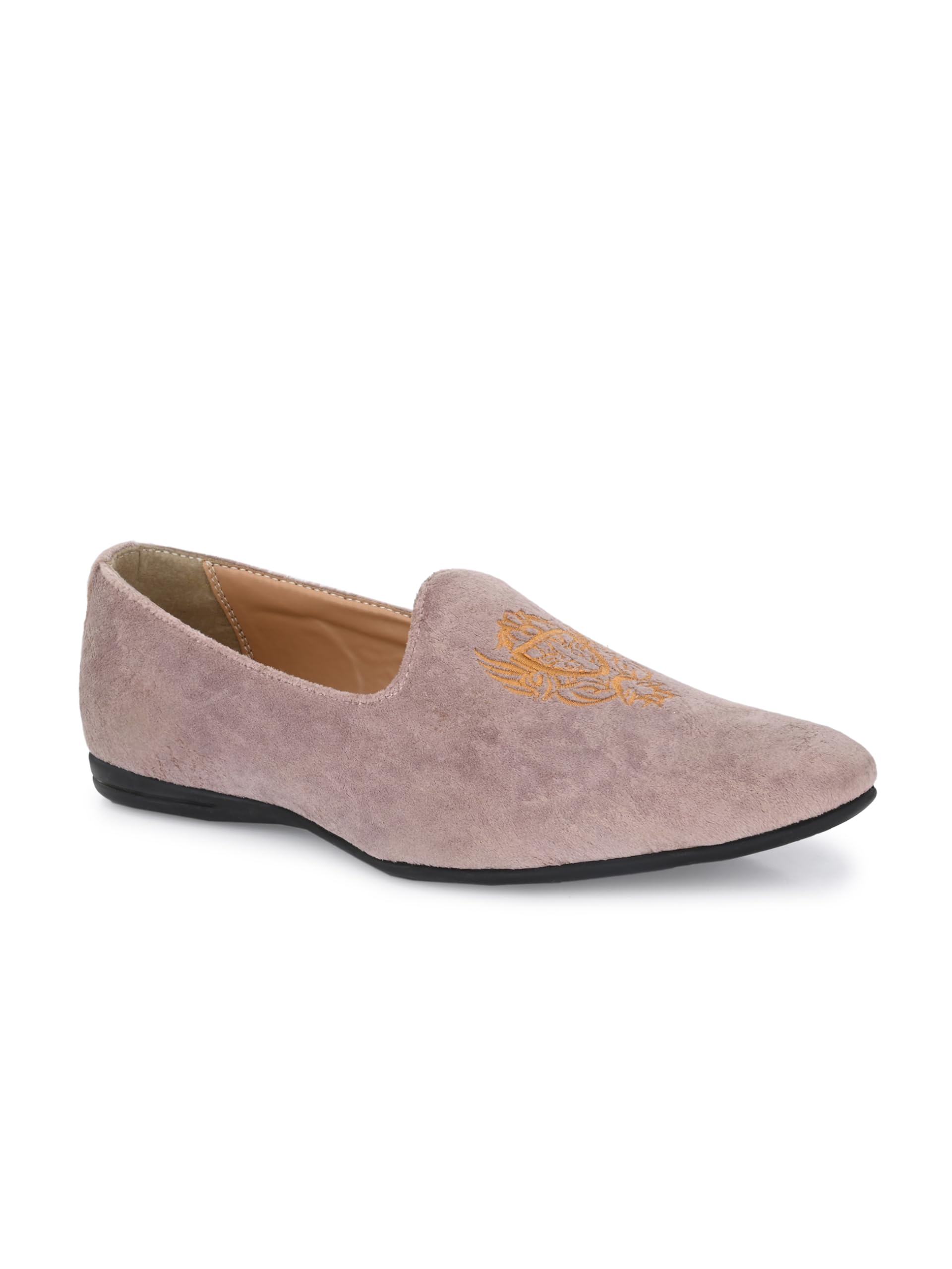 san frissco Men's Loafers Ethnic Leather Casual Slip-On Shoes Woven Design/Festive Juti and Peshwari Mojaris/Cushioned Footbed Insole Material with TPR Sole/Stylish 7 (Cherry)-picture-24