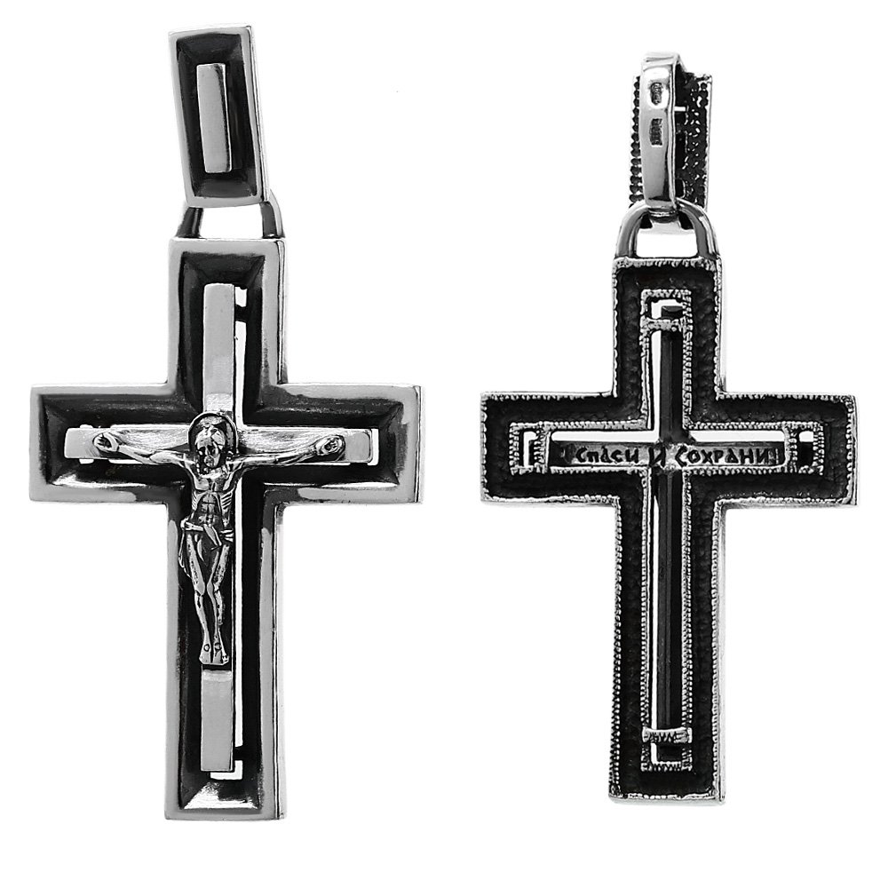 NKlaus Srebro wysokiej próby 925 krzyż prawosławny krucyfiks wisiorek symbol wiary 6284 chrzest, Srebro szterlingowe, Bez kamieni szlachetnych