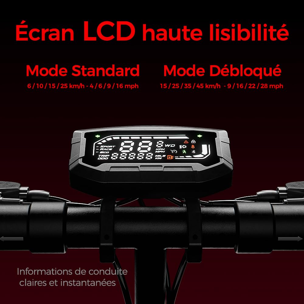 iScooter Trottinette Électrique Tout Terrain 800W,Batterie 48V 15,6Ah,Jusqu'à 50 km d'Autonomie,Pneus Tubeless Off-Road 10",Double Suspension,Clignotants,Application Bluetooth,Charge Max 150 kg