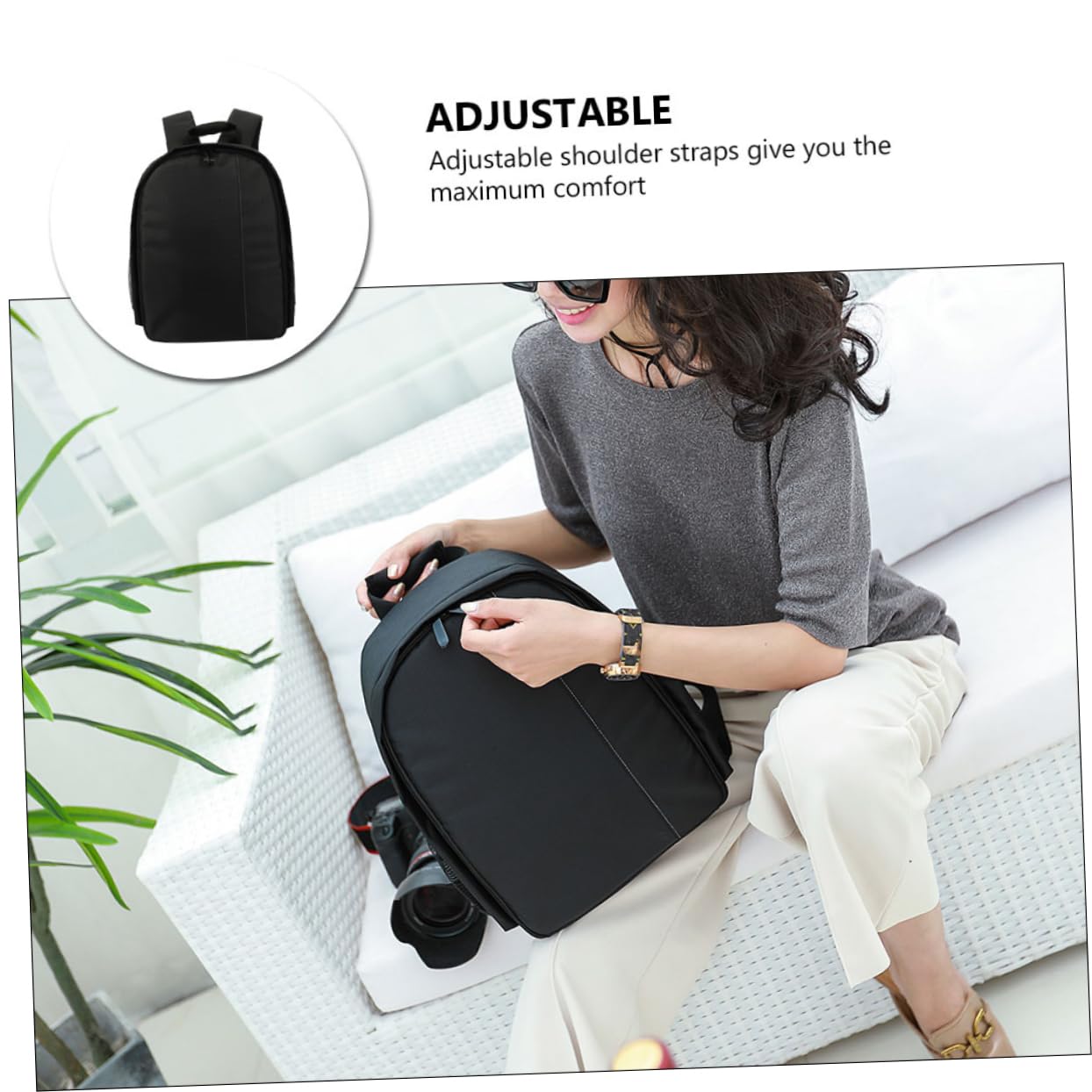 NUOBESTY 1 Pezzo Zaino Fotocamera Nylon DSLR Multifunzionale con Spallacci Regolabili per e Accessori Fotografici