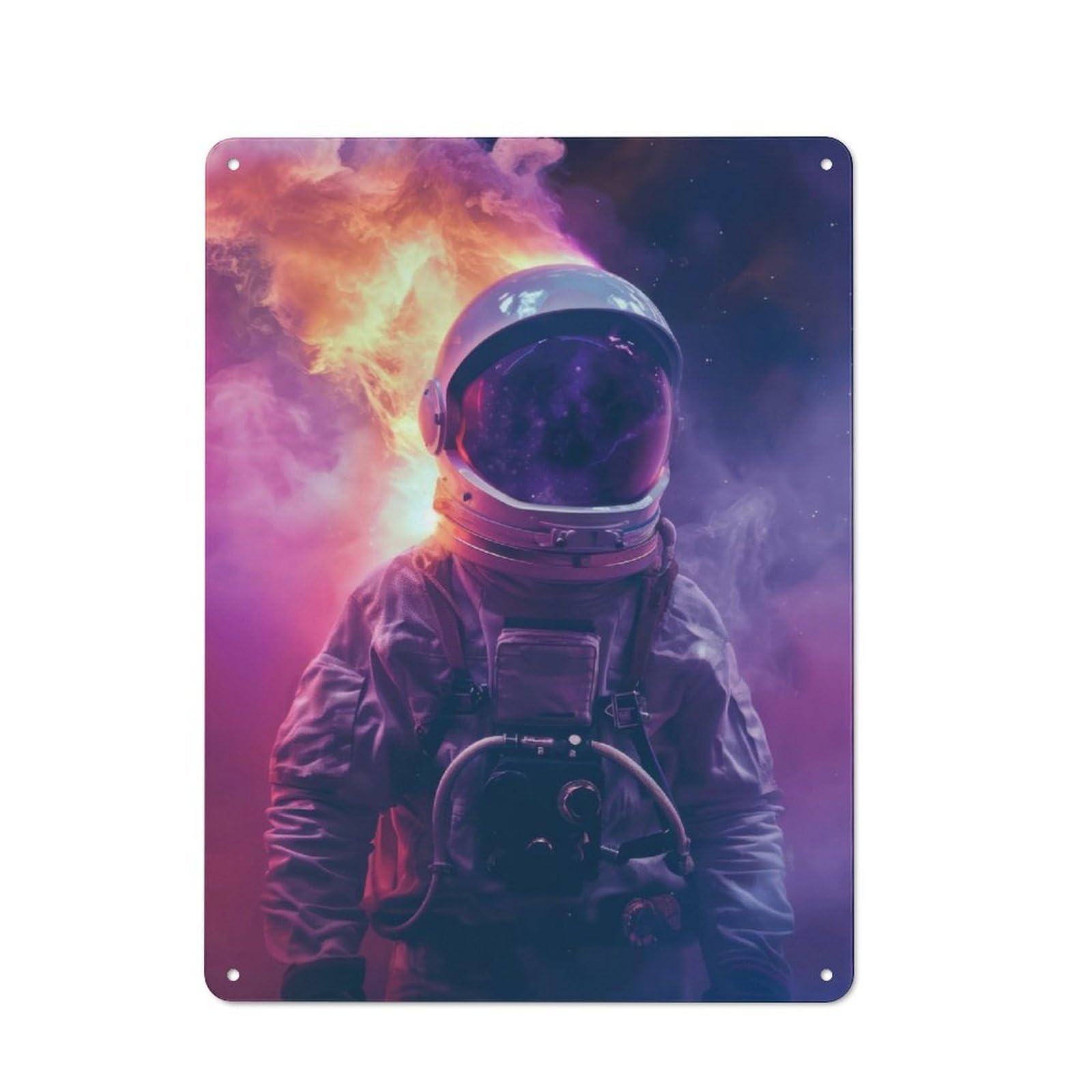 Junmoney Burning Astronaut In Space Vintage Tin Sign 40X30cm With For Hobby Room Or Studio, For Metal Sign Collectors, For Garage And Workshop Walls
