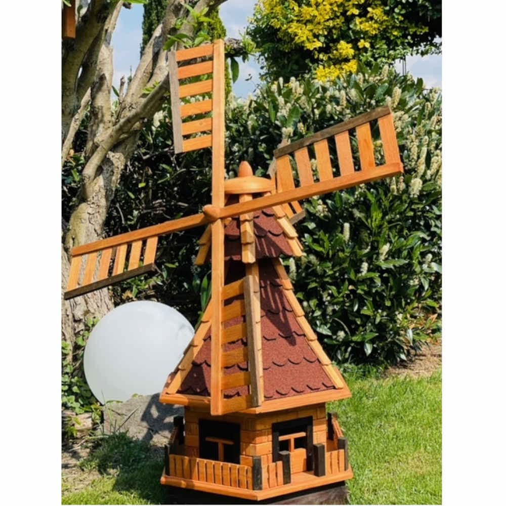 Mulino a vento decorativo da giardino in legno con cuscinetti a sfera, marrone, dimensioni (rosso, XXL)