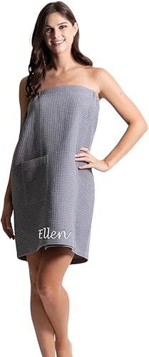 Miniatura 8 de Toalla de spa personalizada para mujer, envoltura corporal de gofre suave y absorbente, toallas de baño personalizadas con nombre bordado, morado,