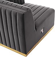 Vista 46 de Modway Conjure - Sofá seccional tapizado de terciopelo de alto rendimiento, con canal, silla sin brazos en negro y gris