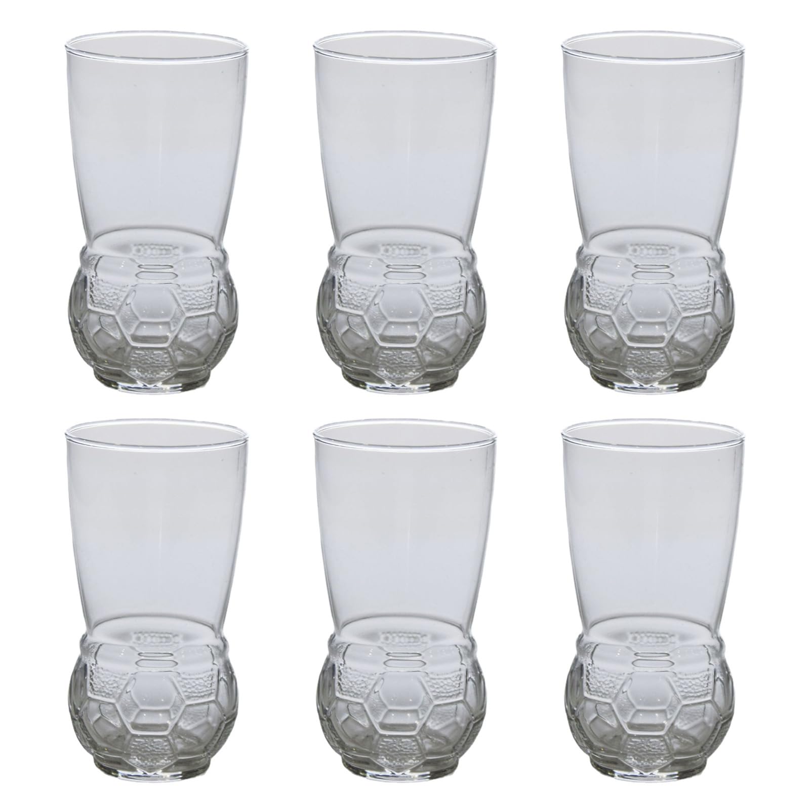 Kalttoy 6Pcs Clear Soccer Design Glass Cups 450ml Large Capacity Watch Game Drinkware for and Beverages Watch Game Drinkware