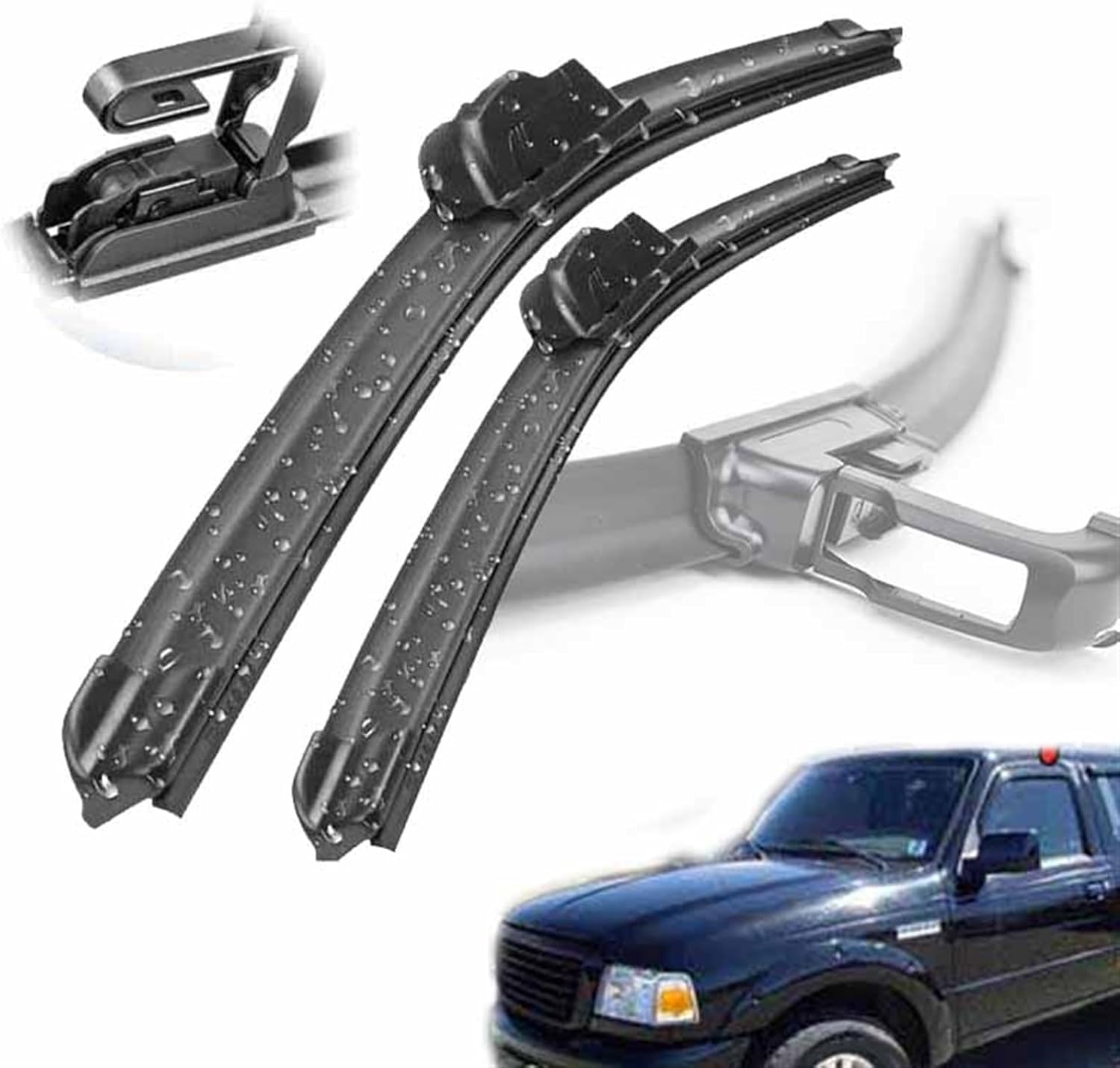 ZhangXD Front Windscreen Wipers For Ford Ranger MK2 MK3 1993-2010, Windshield Window Brush Front Wiper Blades All-Weather Replacement Set Easy Installation