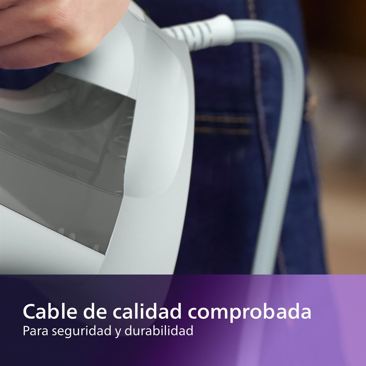 Philips 5000 Plancha de Vapor, Potencia de 2400W, depósito 320 ml, Blanco | Golpe de vapor 160g, 40g/min continuo, suela SteamGlide Plus, vapor vertical, Antigoteo, plancha compacta (DST5010/10)