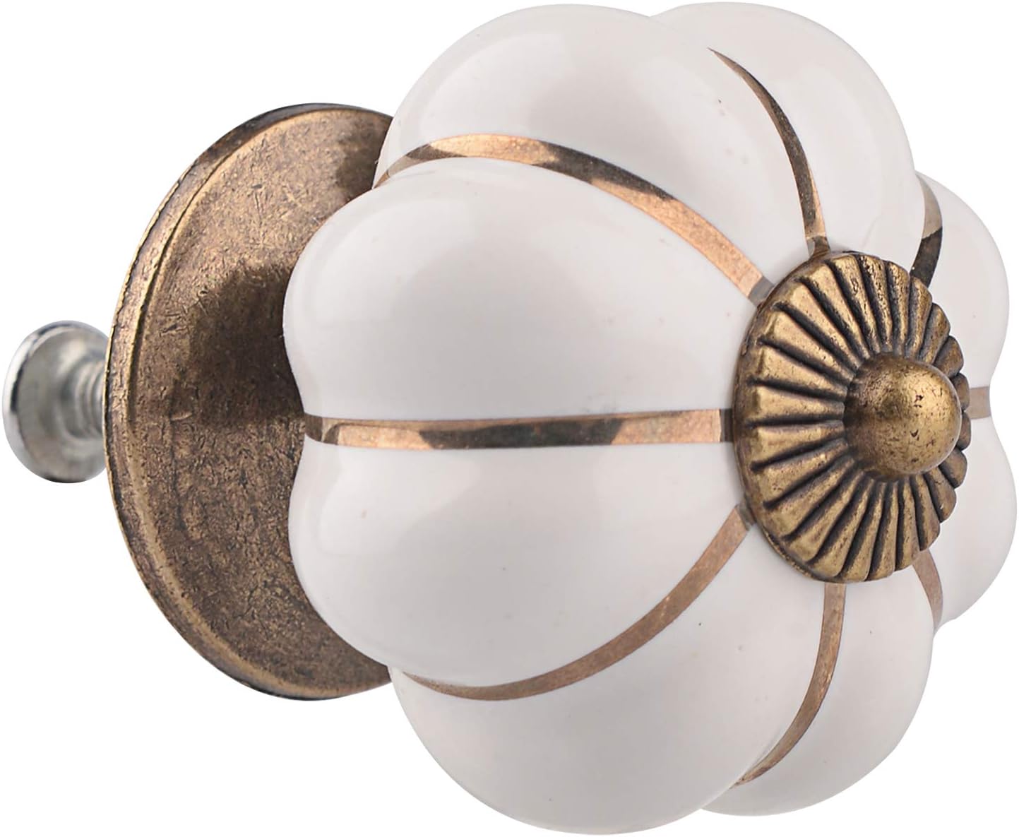 40mm (1.5in) Premium Pumpkin Ceramic Drawer Door Knob Pull Handle Cabinet Drawer Pulls Cupboard Knobs for Home Office Cabinet Cupboard DIY - 10 Pack (White)