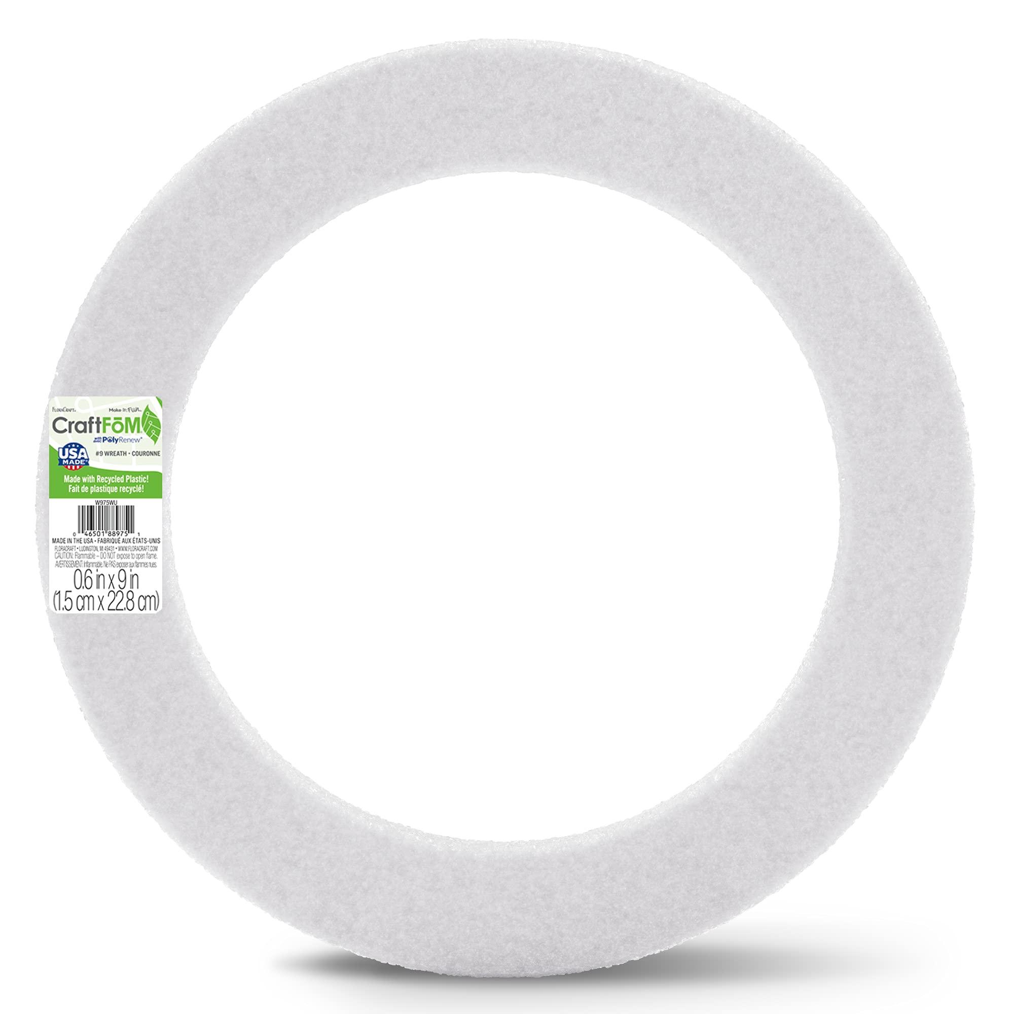 FloraCraft Styrofoam Wreath Flat Ring 23cm x 3.2cm x 0.190cm White