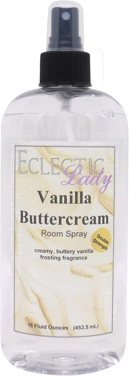 Vanilla Buttercream Room Spray (Double Strength), 16 Ounces, No Artificial Colors, Parabens, or Preservatives - Fragrant Aromatic Room Mist For Home, Room, Office
