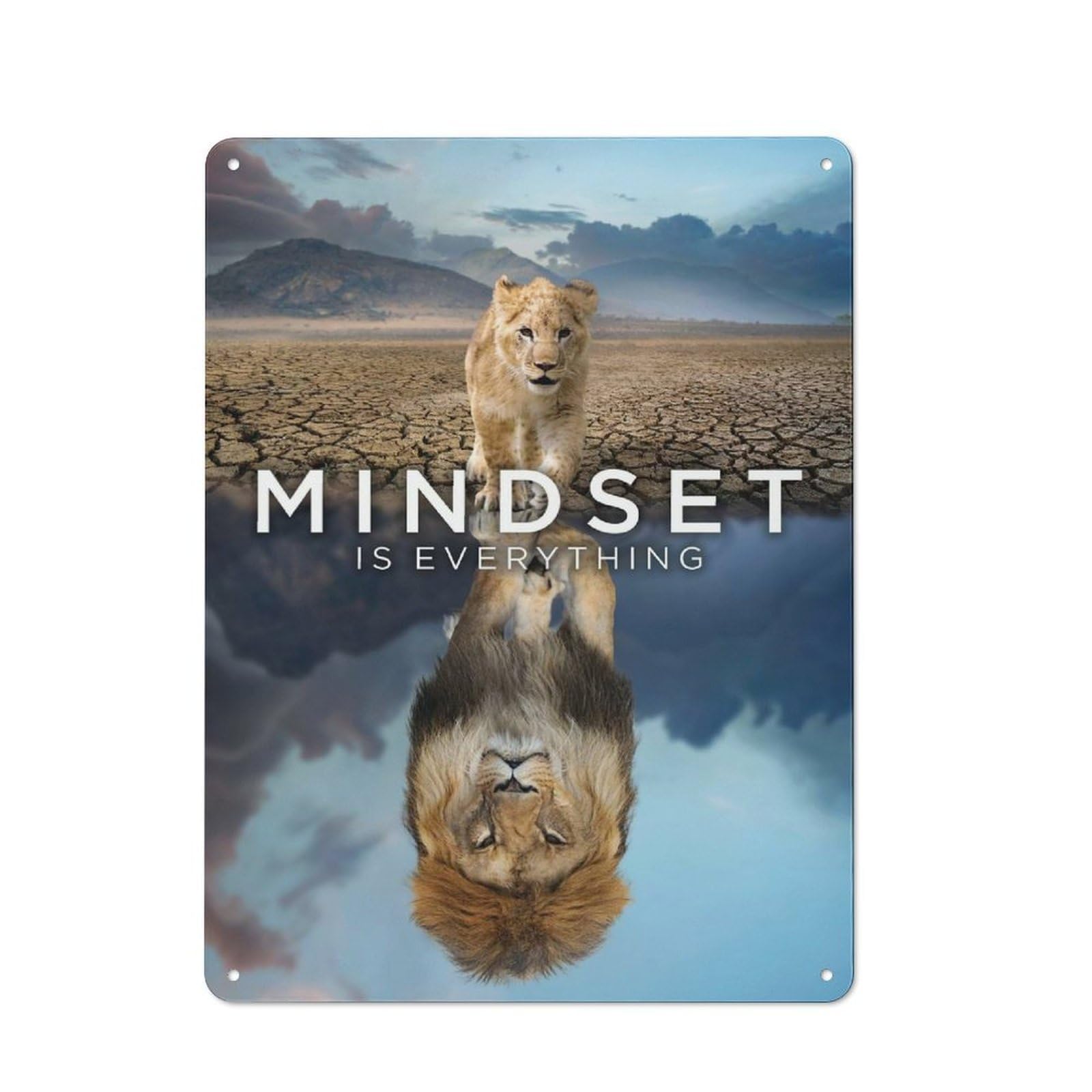 Junmoney Style-10 For Guest Room Or Hallway, Mindset Is Everything Lion Vintage Metal Sign 40X30cm, New-Space Wall Decor For Home Decor Collectors