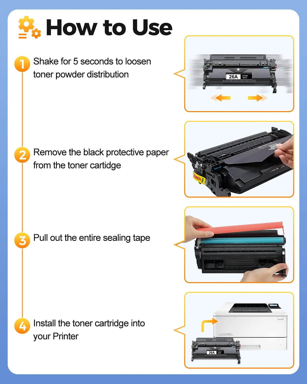 26A CF226A Black Toner Cartridge 2 Pack Compatible for HP Printer 26A CF226A 26X CF226X Toner Cartridges High Yield for LaserJet Pro M402n M402dn M402dne M402dw MFP M426fdn M426fdw M426dw Printers
