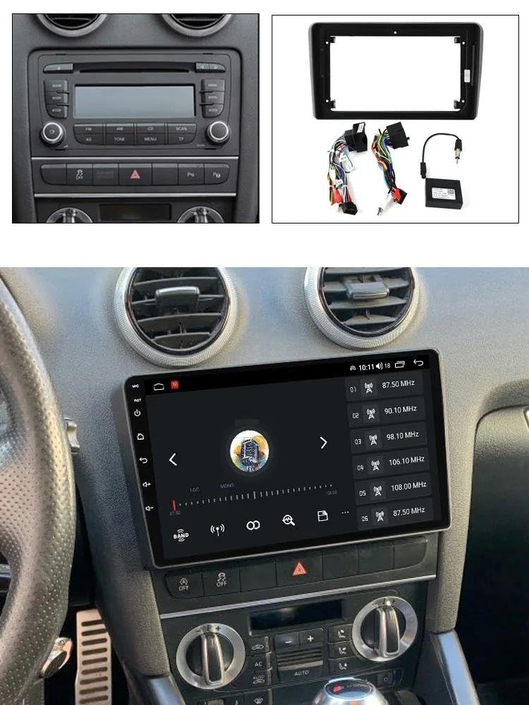 Panel de Radio de Fascia de Coche Car Radio estéreo Adaptador de Fascia Marco Tapa de Pantalla de Audio Caja decodificadora Canbus para A3 8P 2003-2012