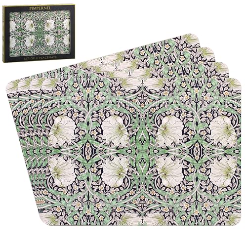 The Leonardo Collection William Morris Pimpernel Placemats Set of 4 For Dining | Ideal Kitchen Mats Non Slip Washable Place Mats For Table | Easy to Clean Table Mats For Dinner Plates & Any Time Meal