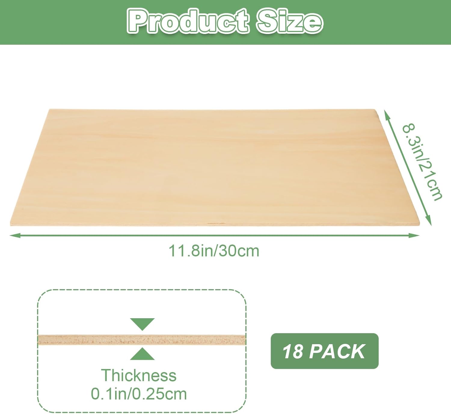18pcs 12 x 15.7 x 1/8 Inch Plywood Basswood Sheets, 3 mm Unfinished Plywood for Craft Thin Plywood Board Sheets Rectangle Wood Panels for DIY Ornaments and Architectural Model