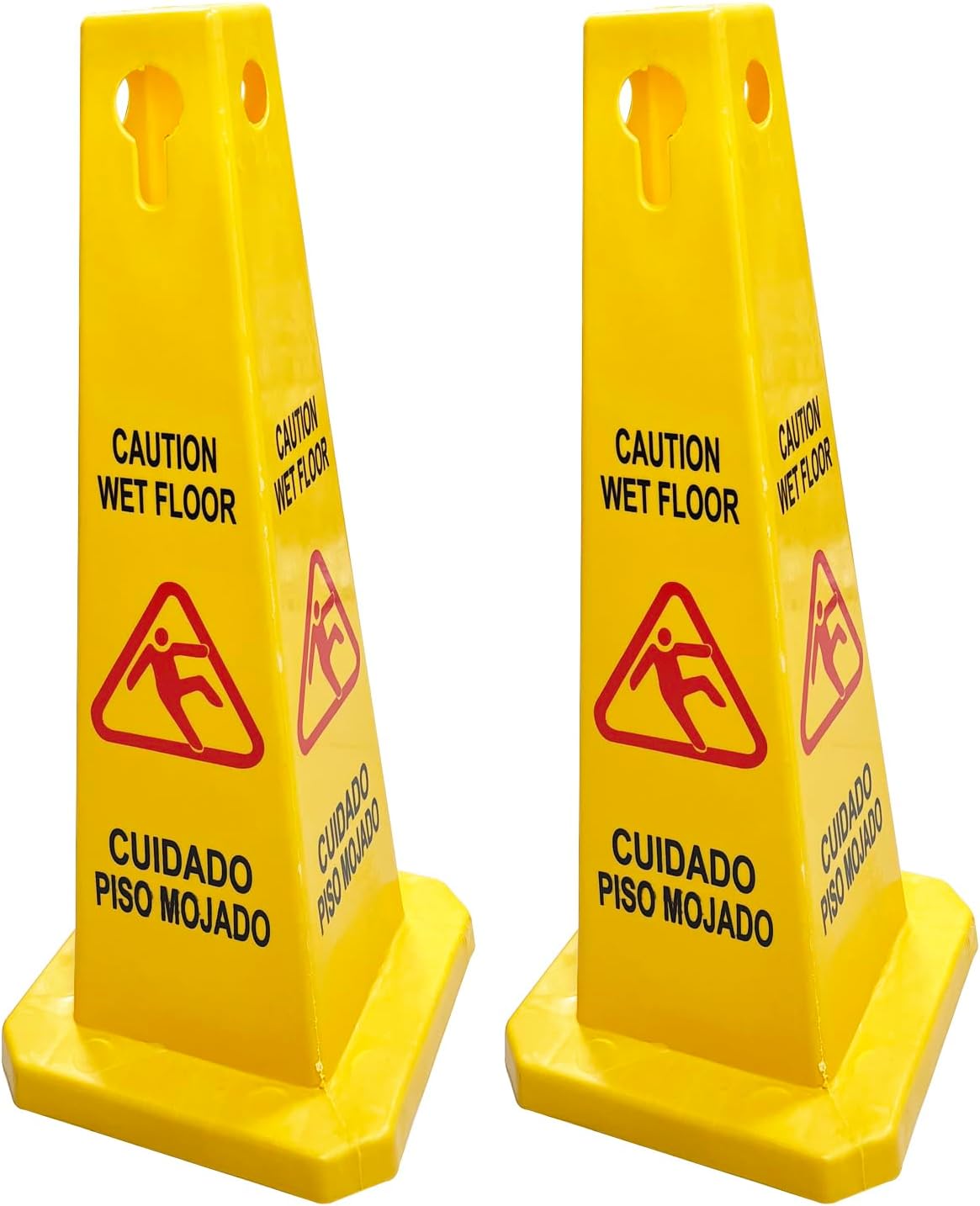Pack of 2 Floor Safety Cone, Caution Wet Floor Sign Cones, 4 Sided Sign Cones, Yellow