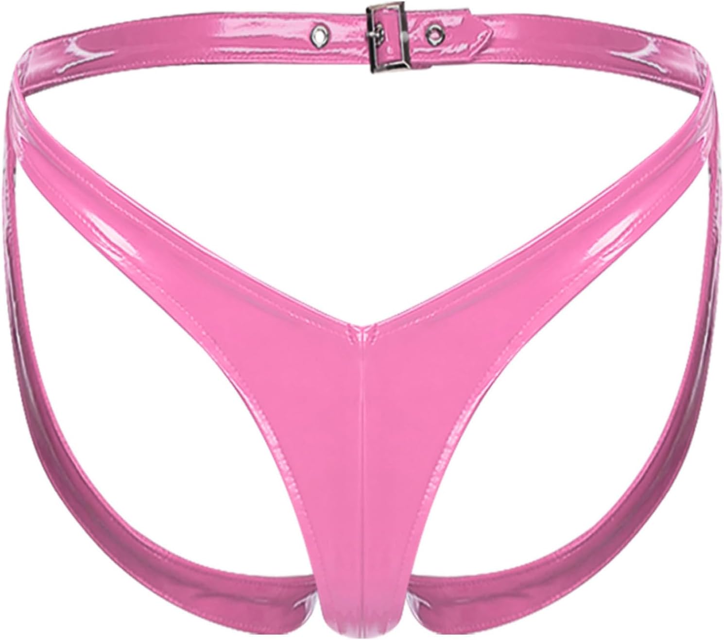 Womens Faux Leather Backless G-String Thong V-Shaped Waist Micro Bikini Briefs Underwear