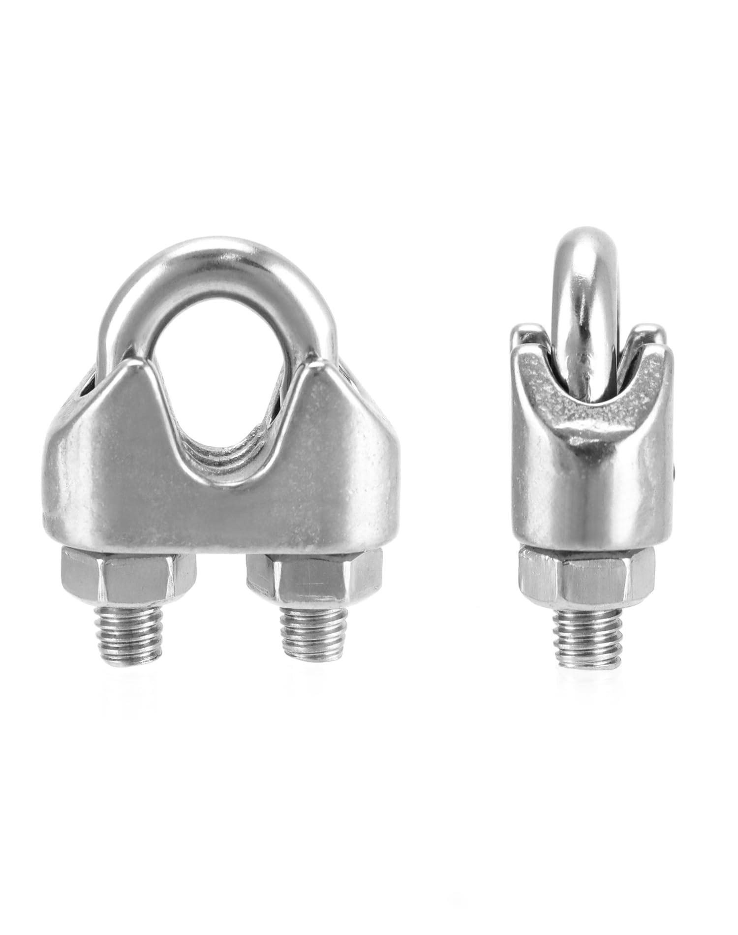 QWORK Lot de 25 colliers de serrage M8 de 0,6 cm, grand boulon en U, serre-câbles en acier inoxydable 304, connectez 2 couches de fil pour former une boucle