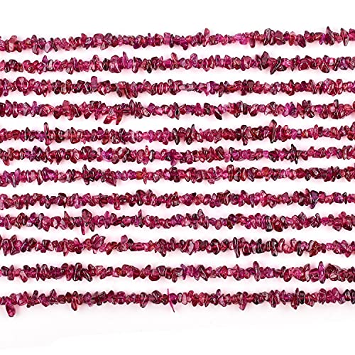 Qnavic Natural Rhodolite Garnet Gemstone Beads Nugget Chips Drilled Stone Chakra Healing Crystals Diy Jewelry Making Wholesale Bulk Loose Supply Strand 33 Inch (3 Strand) #TOP4