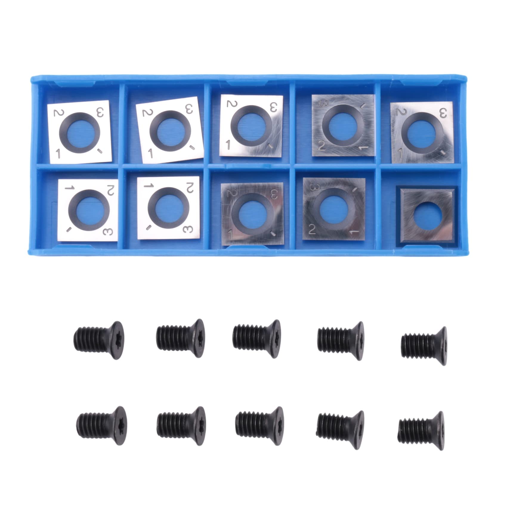 Agwuoetr 10Pcs 14mm Square Straight Carbide Cutter Insert with 10Pcs M610mm Screws for Wood Working Spiral/Helical Planer Cutter Head
