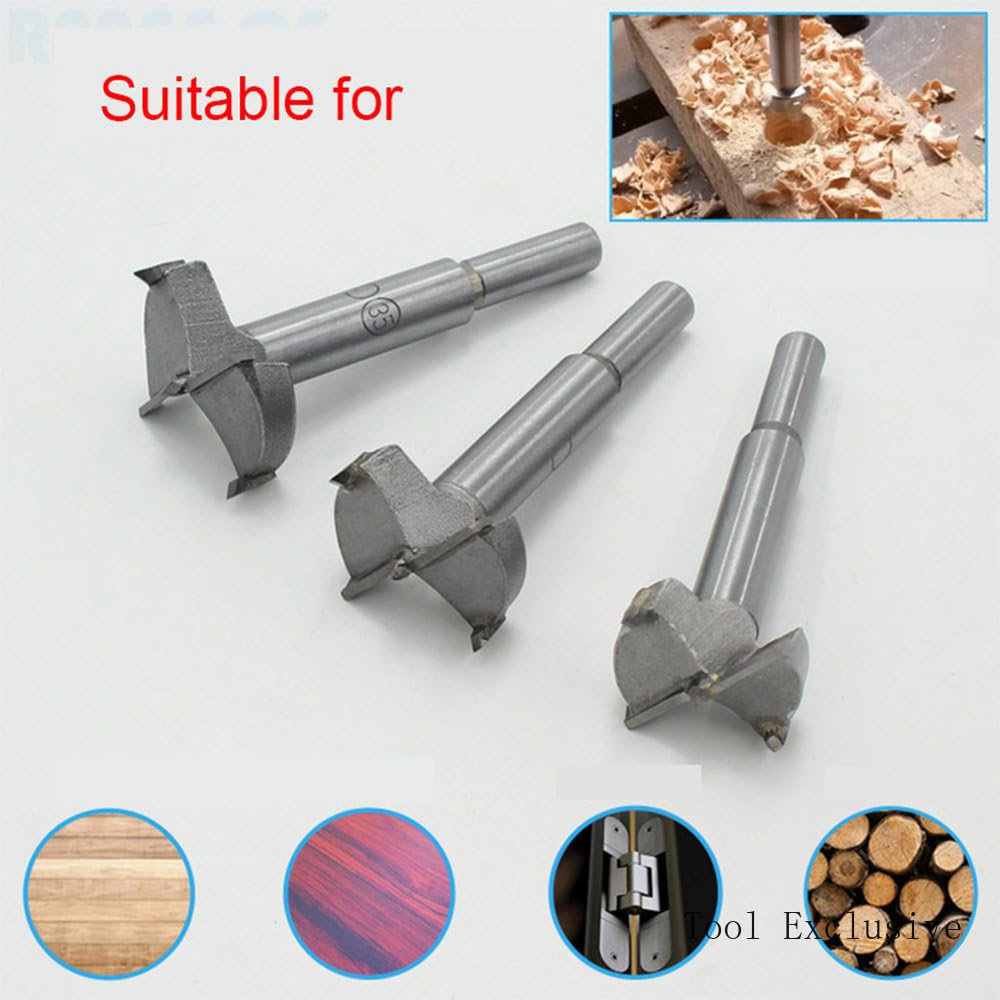 Punte da trapano da 15 mm a 100 mm Forstner Punta da trapano in acciaio al carbonio Sega a tazza di centraggio for lavorazione del legno Set di utensili for fresa in carburo di tungsteno(80mm,Round ro