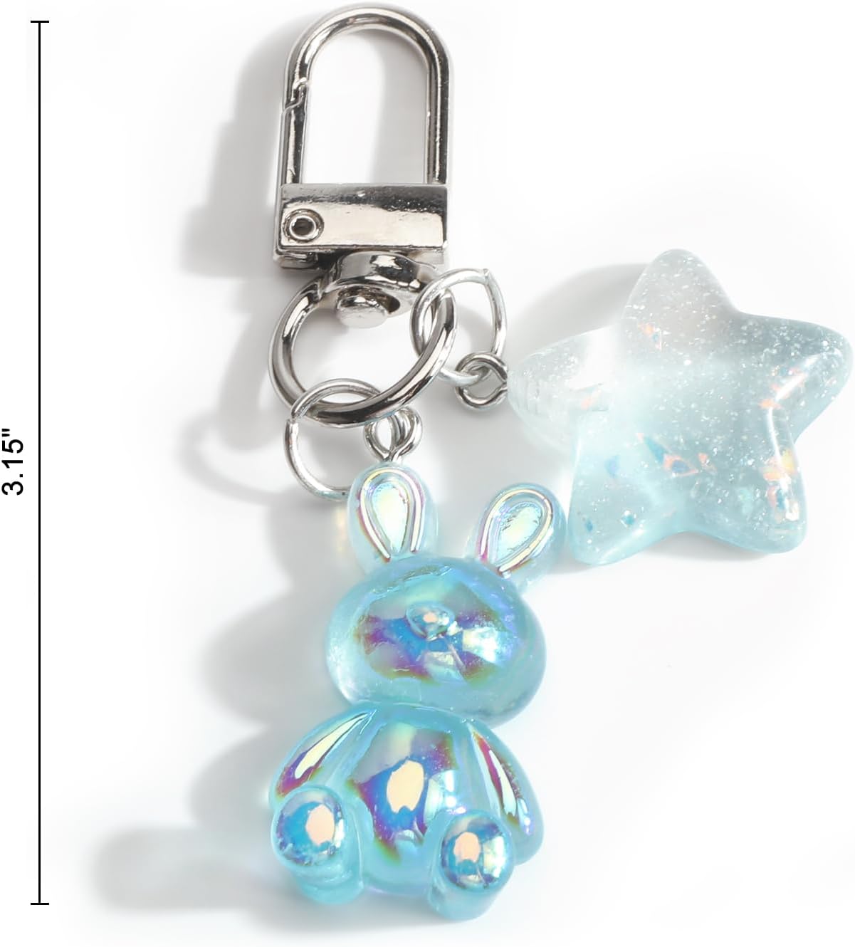 Cute Rabbit Keychain,Transparent Bunny Keychain with Star Charm,Christmas Easter Birthday Gift for Rabbit Lover - Image 4