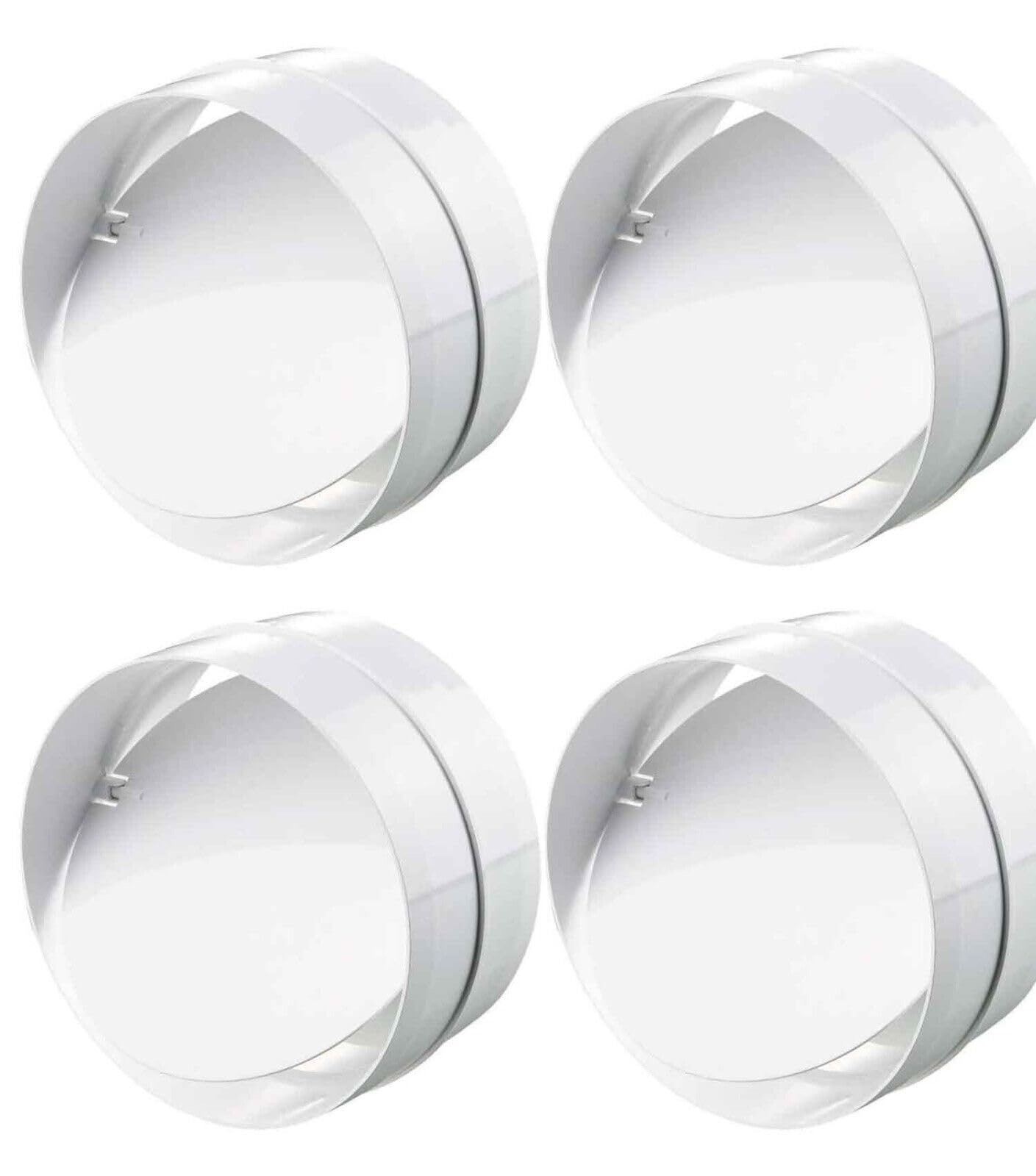 Pack of 4 Duct Backdraft Blocker 4 Inch / 100mm Pipe Connector with Backdraught Shutter, Backdraft Damper Dryer Vent Hose, Inline Extractor Fan Vent Back Draught Shutter