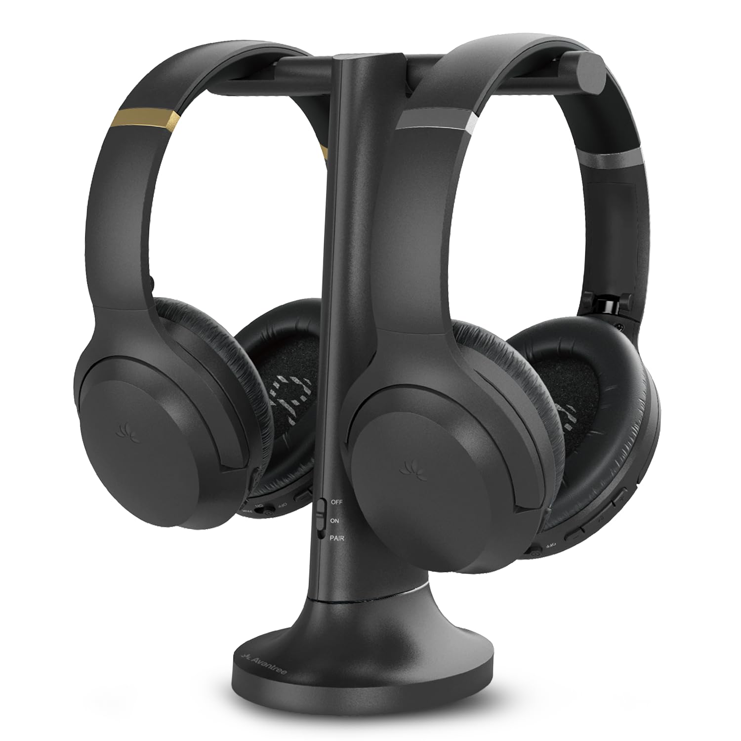 Avantree Duet - Double Casques sans Fil pour Télévision, Son Clair et Volume Amplifié pour Seniors, Installation Plug & Play Simple, avec Émetteur RF 2,4 GHz et Station de Charge