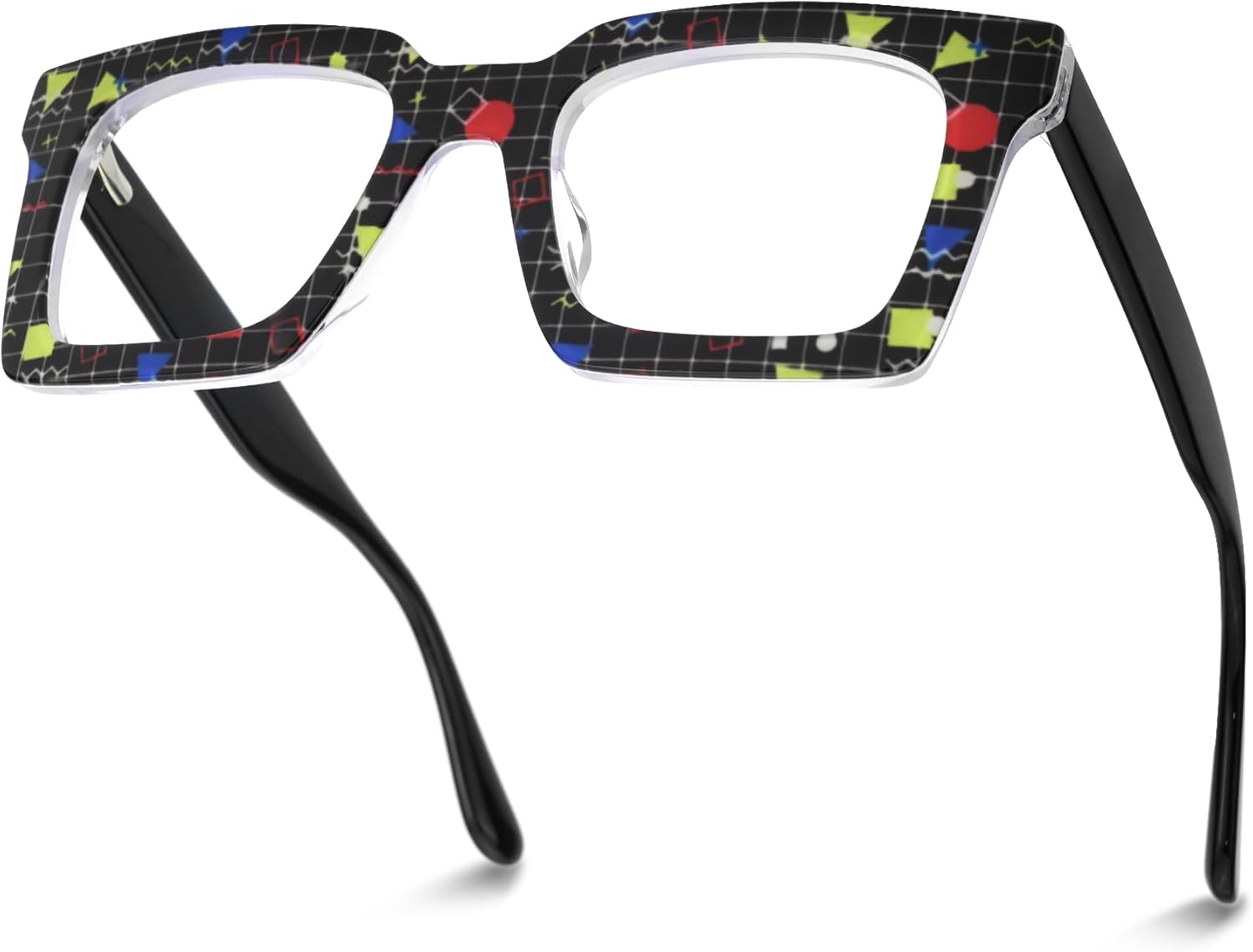 Zeelool Sqaure Glasses Frame for Men Women, Acetate Eyeglasses Frame with Non-prescription Clear Lenses ZJGA236887 - Image 6