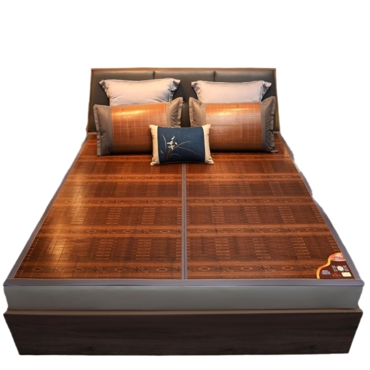 JYBNBBE Mat for Bed Summer Sleeping Mat Bamboo Cooling Pad Bed-mat Folding Double Sided Use For Bedroom Summer (Bruin 0.9 * 1.9M/35 * 74in)