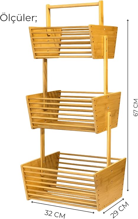 Bambu Sebzelik, Bambu Raflı Organizer 32 x 28
