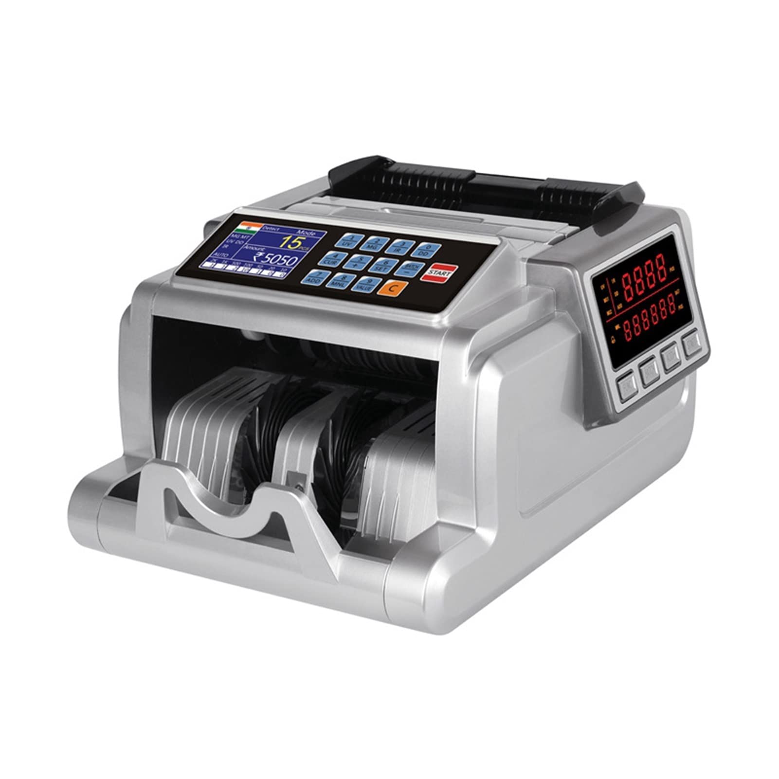 EDEDE Macchina Conta Soldi, Contatore di Denaro, rilevatore di valute con LCD Visualizza Il rilevatore di Punti Totale Dollaro statunitense Rilevatore di valute Multi-valuta Euro UV MG