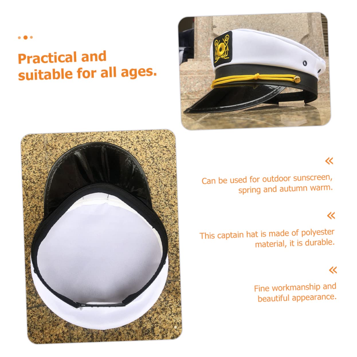 SHERCHPRY 5pezzi Cappello Da Marinaio Per Cosplay e Halloween Accessorio Costume Nautico Cappello Da Con Ricamo Idea Per Feste e Eventi Marittimi