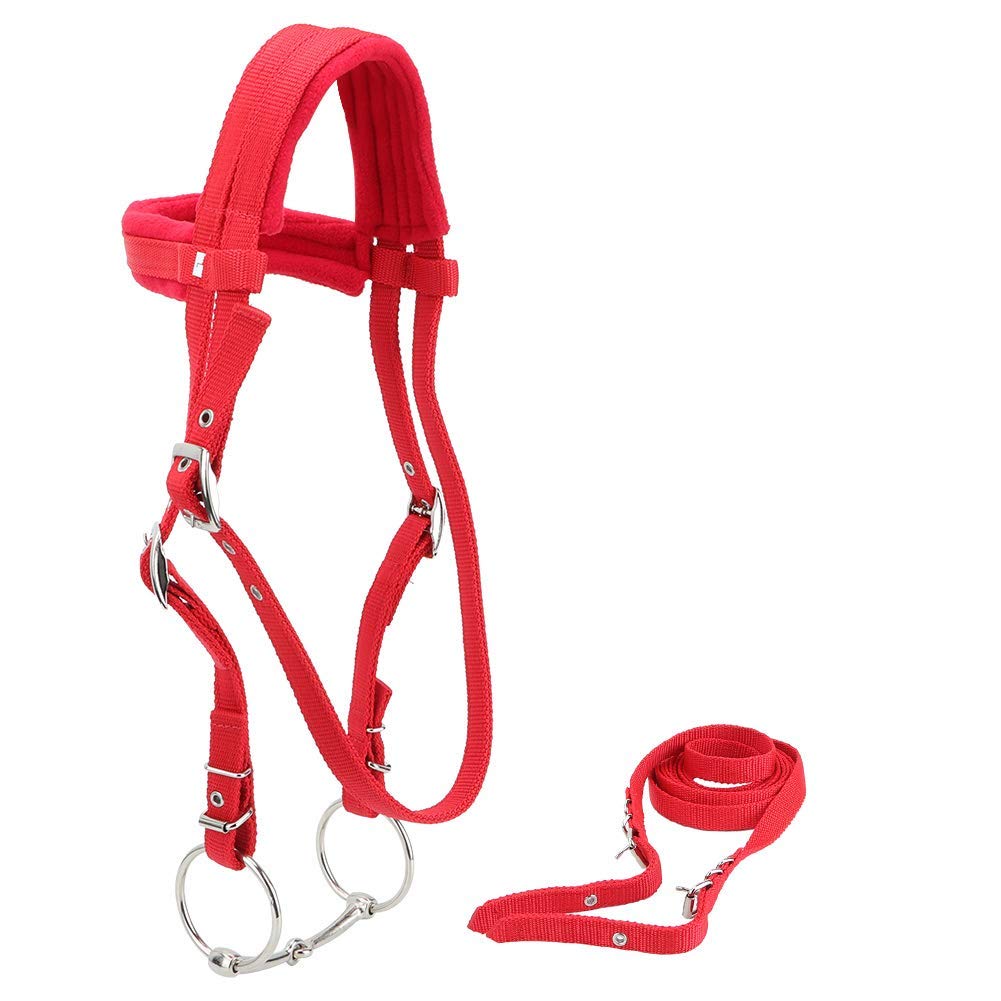 Cyrank Briglia per Cavallo, Briglia per Cavallo Rimovibile Rossa Regolabile Imbracatura per Redini Testiera per Cavallo Accessori Equestri per Cavallo con Morbido Cuscino