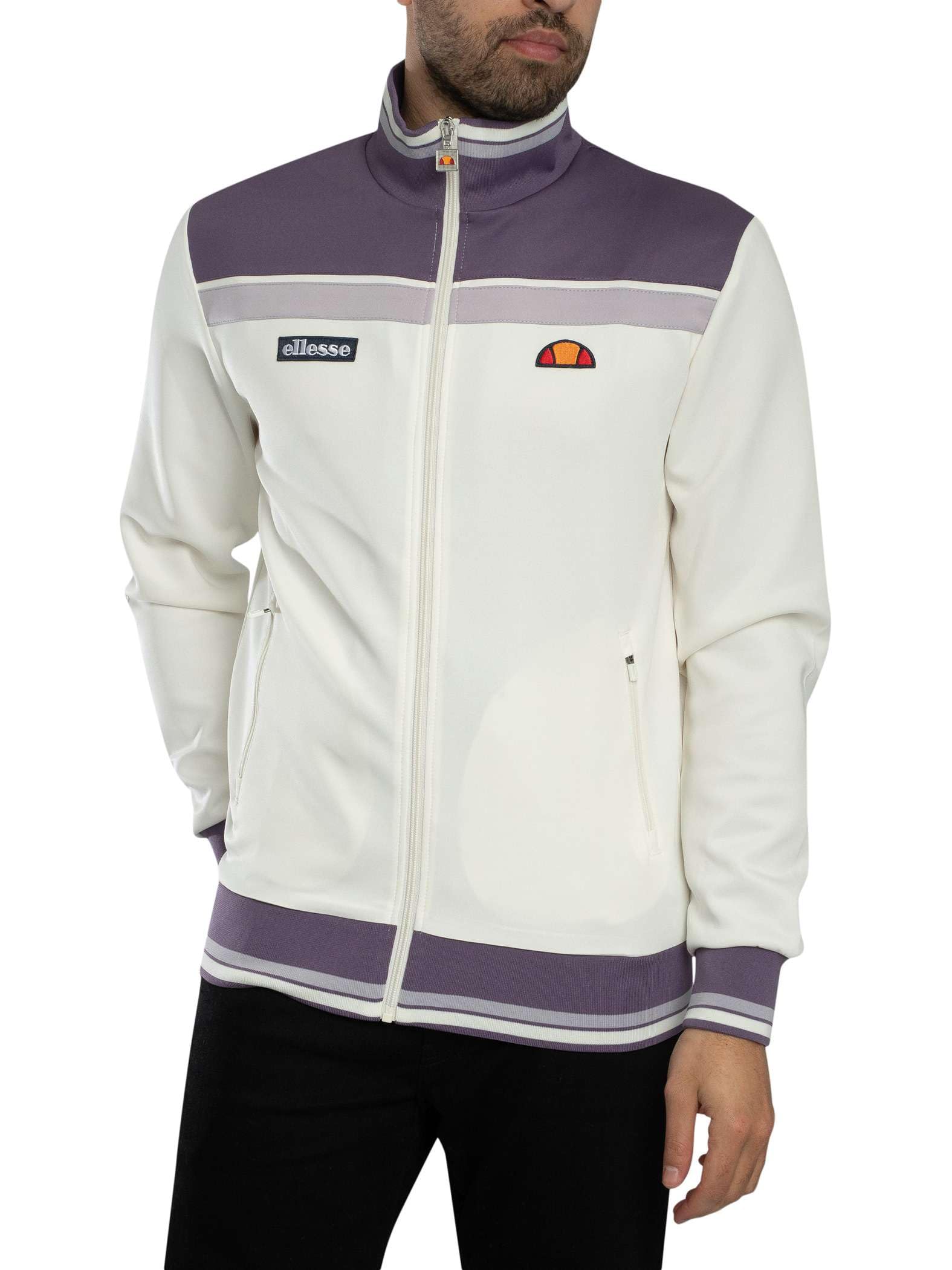 Ellesse Men's Vignola Track Jacket Off White Lilac Size XL