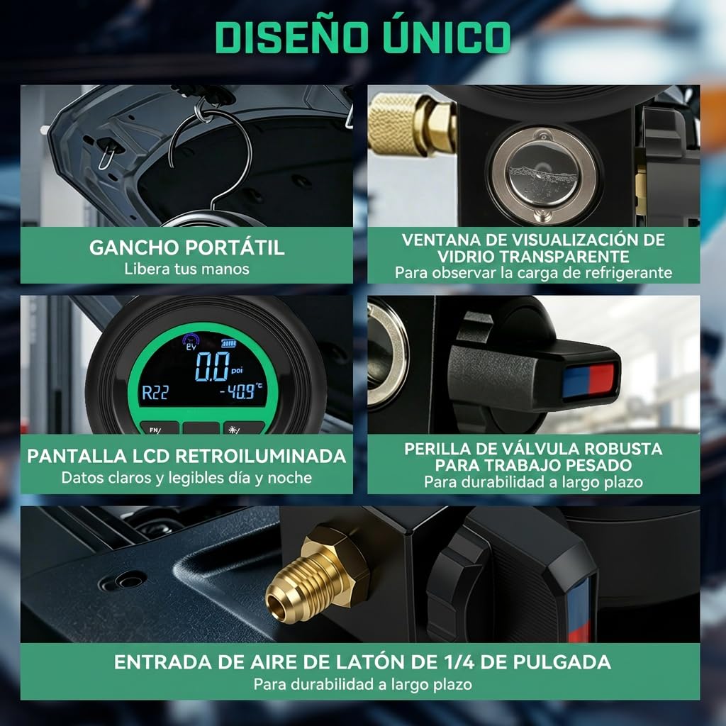 Manómetro Aire Acondicionado,HVAC Herramienta Ayuda de montaje digital