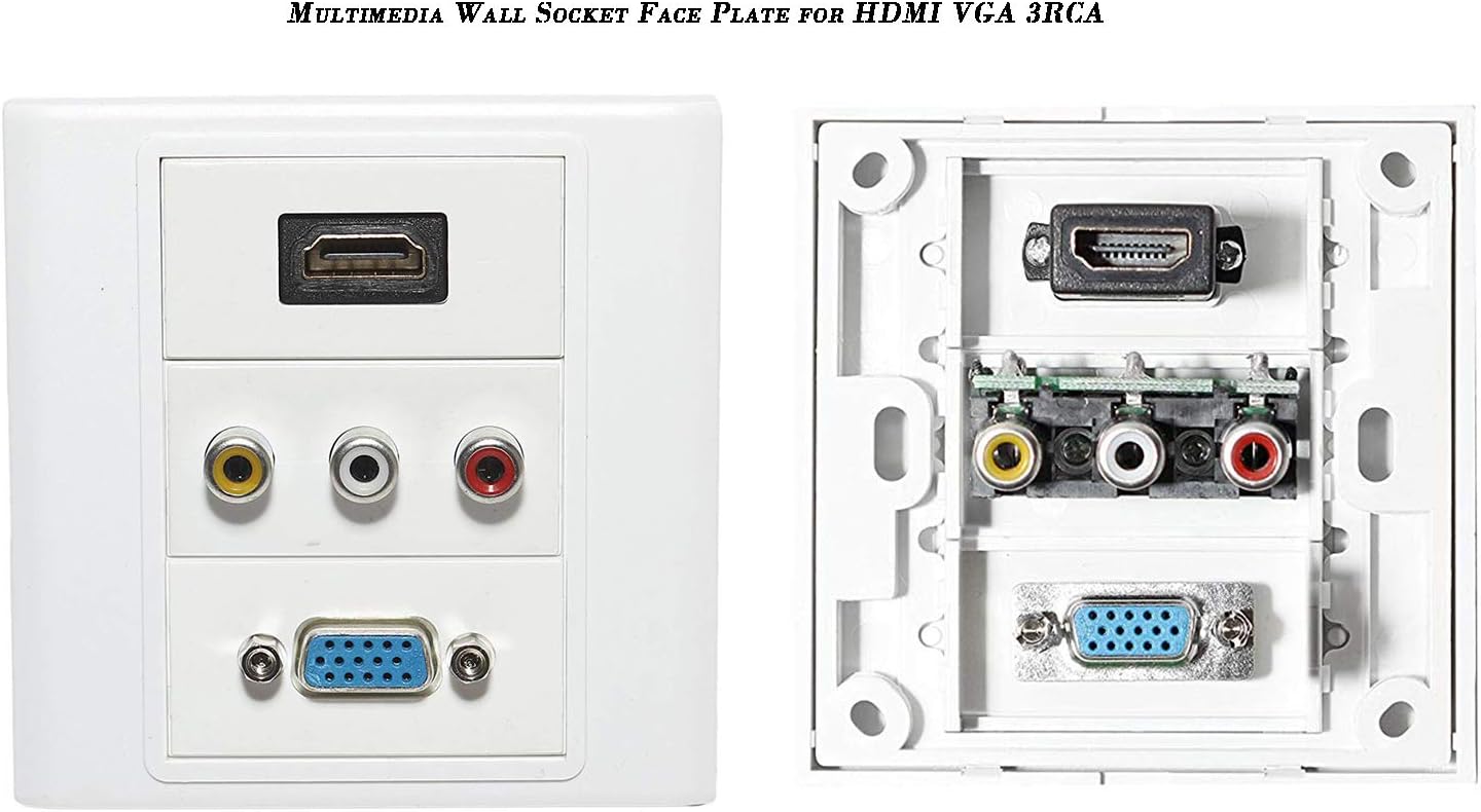 Oxyura™ Multimedia Wall Socket Face Plate for HDMI VGA 3RCA for Home Office