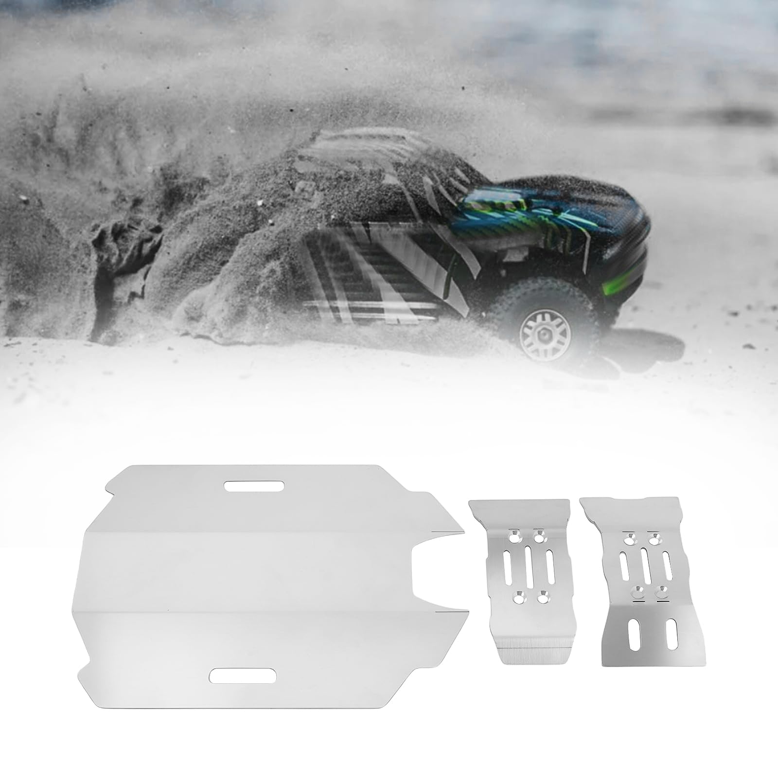eMagTech 1Set Stainless Steel Front Rear Chassis Armor Protection Plate Compatible with Arrma 1/14 Mojave GROM - Image 4