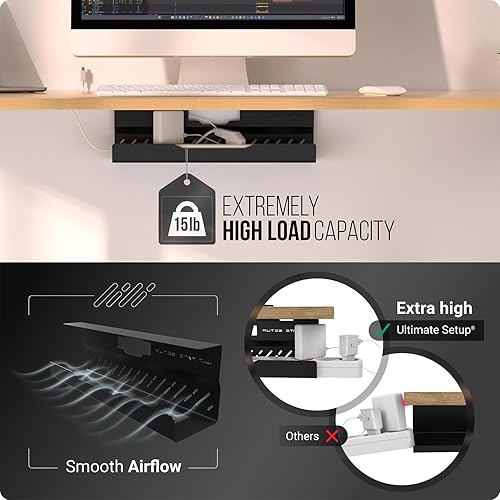 Miniatura 4 de Bandeja de organización de cables para debajo del escritorio, sin taladro, organización de cables, organizador de cables, gran capacidad de carga,