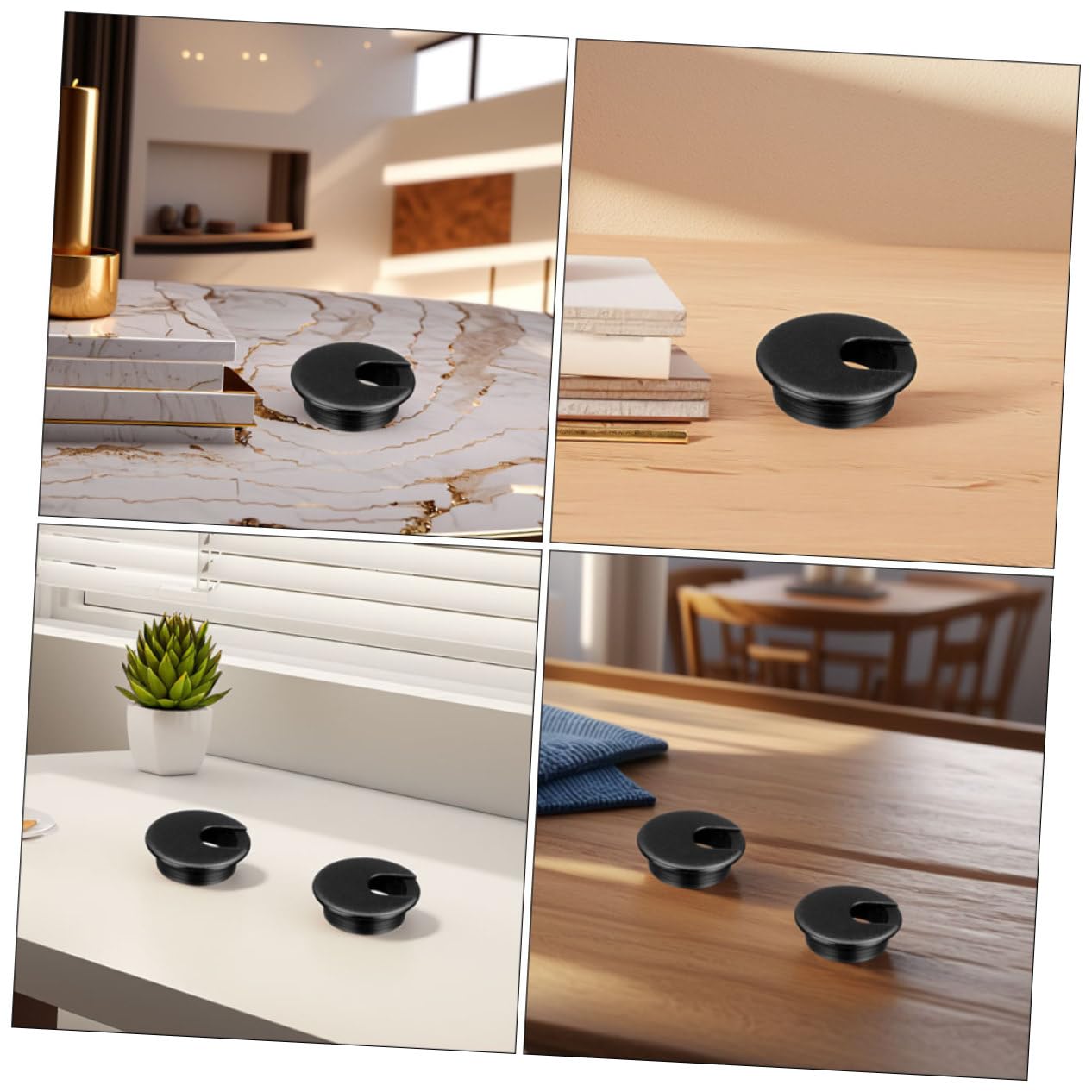 WOONEKY Desk Grommet Plastic Cable Hole Cover 10pcs Set Wire Management Box Round Cord Hole Desk Cable Cover