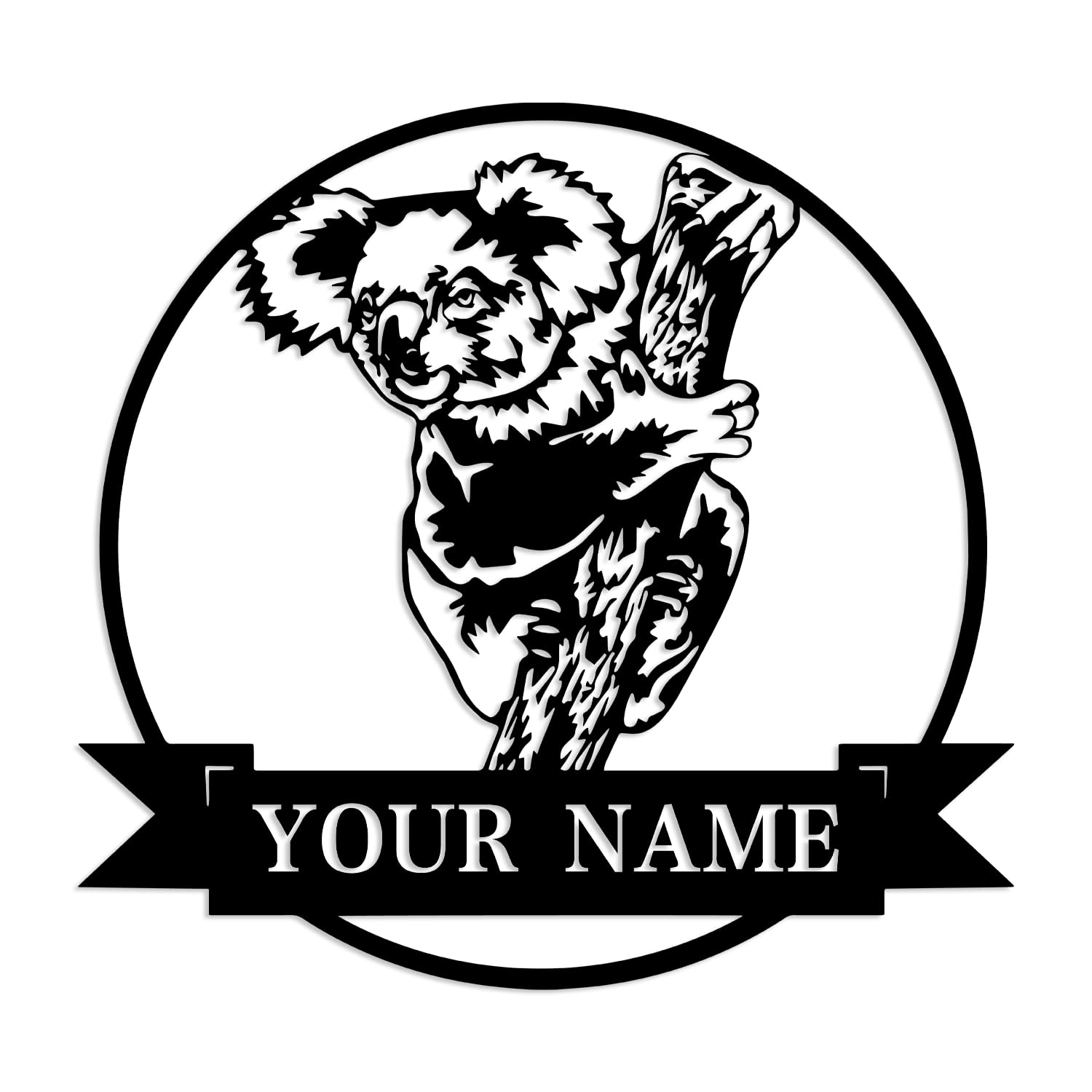 Kissesuu Koala B Personalized Custom Koala Metal Wall Art, Custom Metal Koala Sign, Personalized Koala Name Sign, Whimsical Koala Wall Art, Safari Metal Decor, Koala Lovers Gift (Koala B)