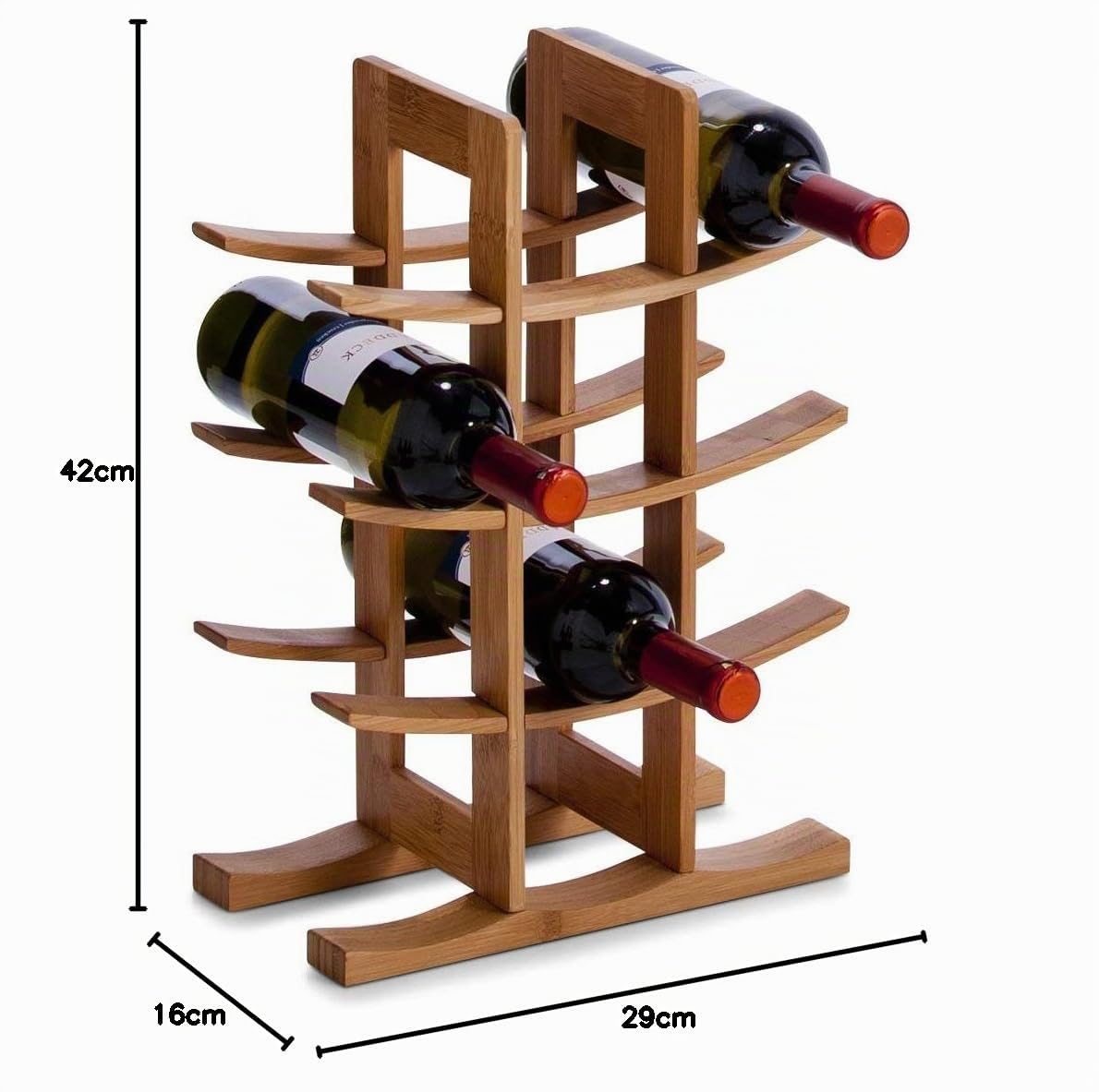 Zeller 13580 Portabottiglie di Vino, Bambú, Beige, 30x16x42 cm