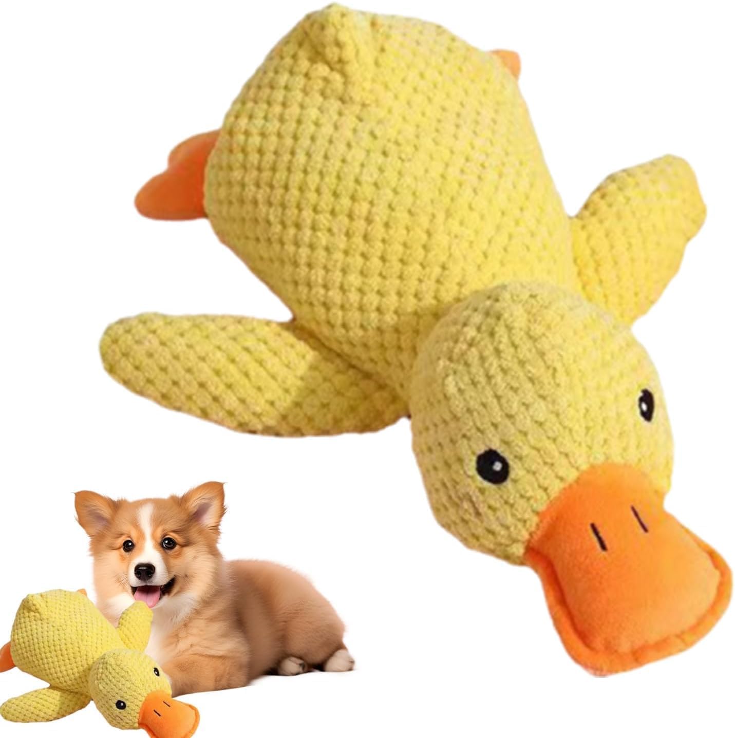 The Mellow Ducks Calming Pillow, Mellow Dog Calming Duck, 2025 New Yellow Duck Dog Toy, Dogs Ducks Toy with Quacking Sound for Indoor Dogs