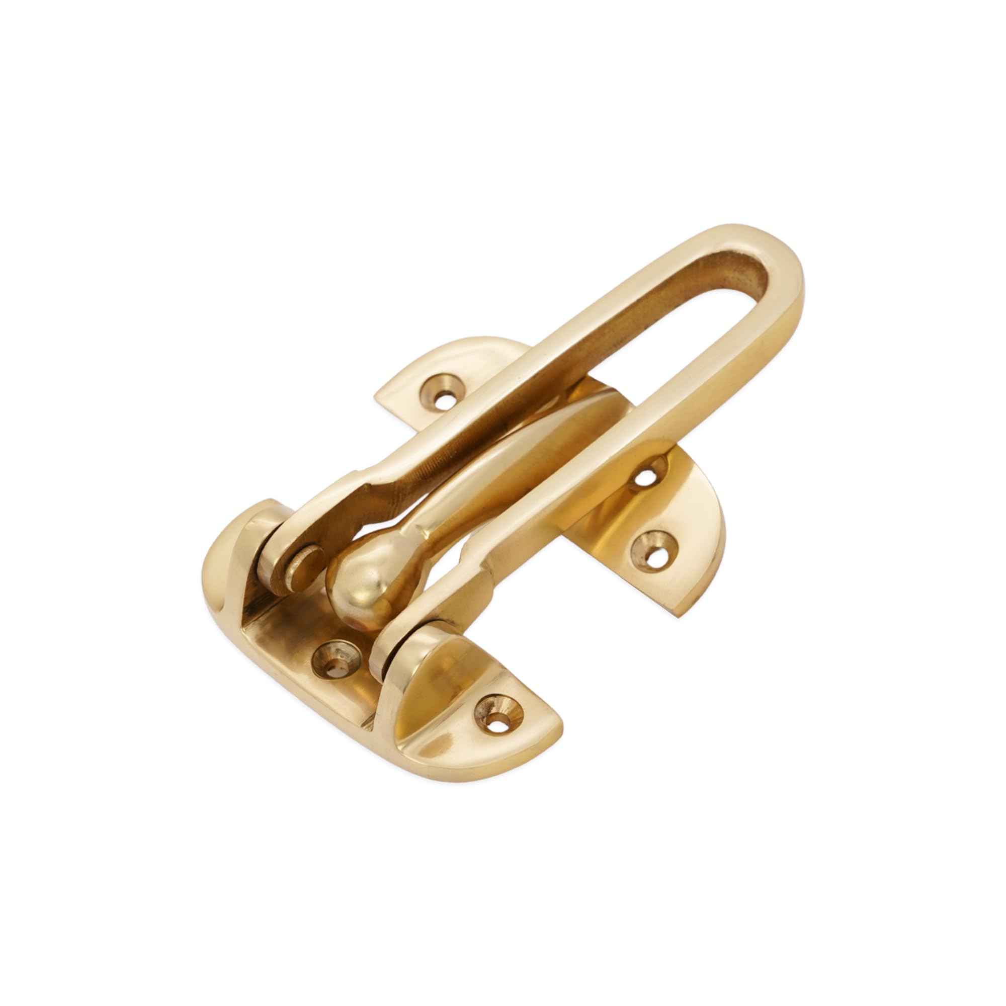 Infinity Decor Vintage Style Polished Brass Front Door Chain Restrictor Lock with Swing Bar Security Latch Catch for Main Door Gate