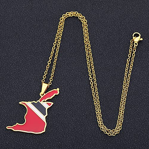 18K Gold Plated Trinidad And Tobago Map Flag Stainless Steel Pendant And Necklace Trendy Ethnic Jewelry Gift #TOP2